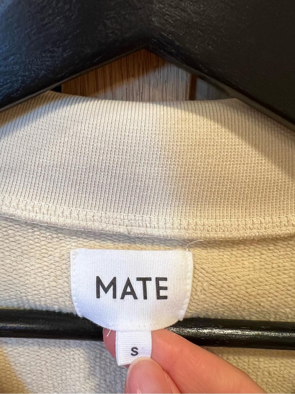 Mate the Label Organic Cotton Fleece Quarter Zip Sweatshirt Bone Size Small - Picture 2 of 6